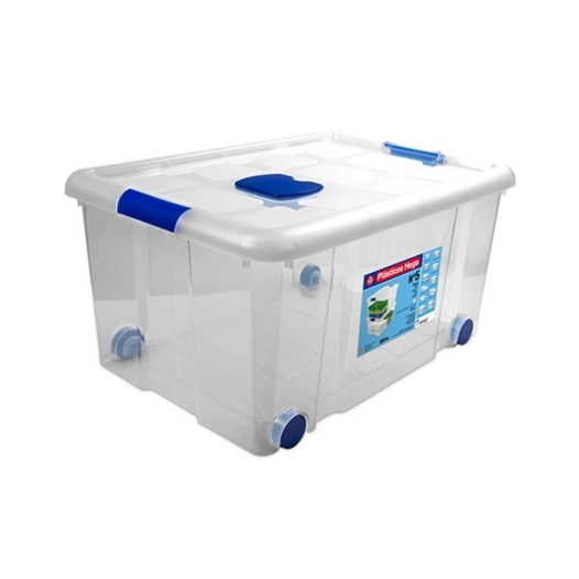 boite de rangement avec couvercle et roulettes 57 l - 61.5 x 44 x h31 cm tr - hega