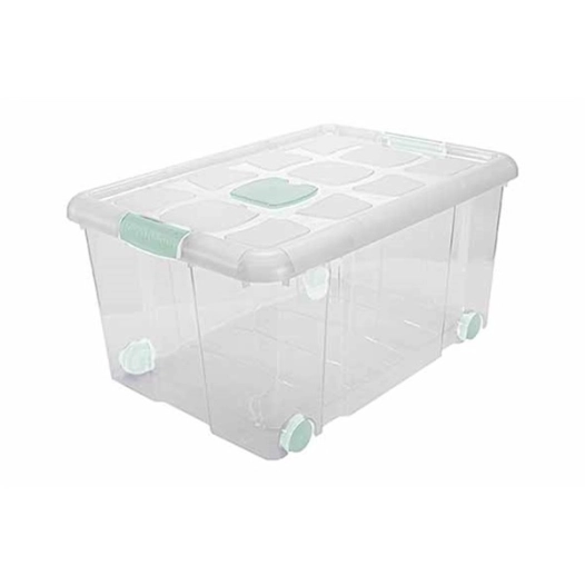 boite de rangement avec couvercle et roulettes 57 l - 61.5 x 44 x h31 cm t - hega