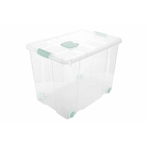 boite de rangement avec couvercle et roulettes 86 l - 61.5 x 44 x h46.5 cm - hega