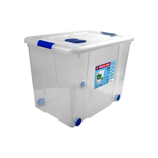 boite de rangement avec couvercle et roulettes 86 l - 61.5 x 44 x h31 cm t - hega