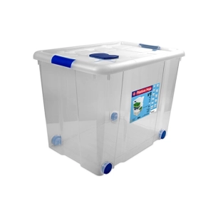 boite de rangement avec couvercle et roulettes 86 l - 61.5 x 44 x h31 cm t - hega