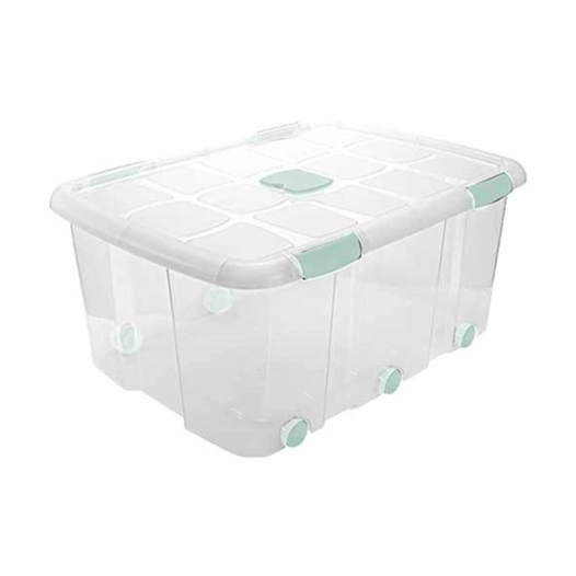 boite de rangement avec couvercle et roulettes 100 l - 76.8 x 56.5 x h34.8 - hega