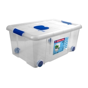 boite de rangement avec couvercle et roulettes 36 l - 59 x 40.5 x h25.7 cm - hega