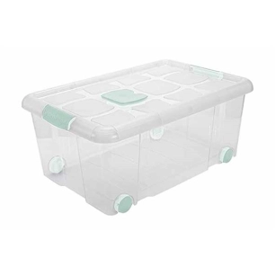 boite de rangement avec couvercle et roulettes 36 l - 59 x 40.5 x h25.7 cm - hega