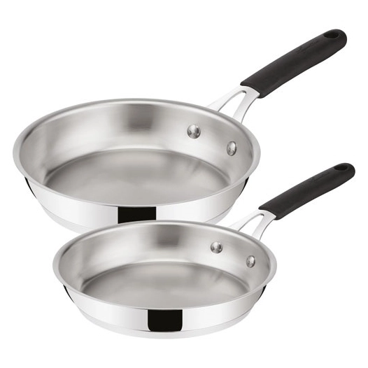 lot 2 poêles 24 et 28 cm - tempra inox - lagostina