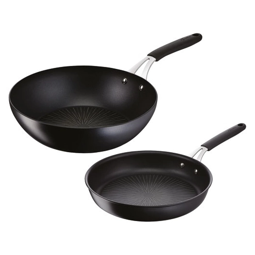 lot poêle 26 cm + poêle wok 28 cm - tempra - lagostina