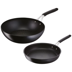 lot poêle 26 cm + poêle wok 28 cm - tempra - lagostina