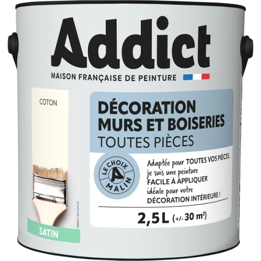 Peinture Acrylique satinée 2.5 litres blanc - ADDICT