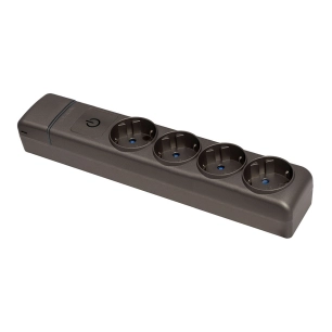 base multiple avec 4 prises 2p+t, 16a 250v~. graphite, avec interrupteur lumineux