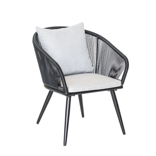 fauteuil résine tissée noir - comores - jardiline