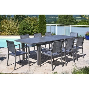 table rectangulaire extensible 8/10 personnes - santorin teck grisé - jardiline
