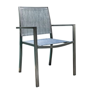 fauteuil aluminium teck grisé - santorin - jardiline