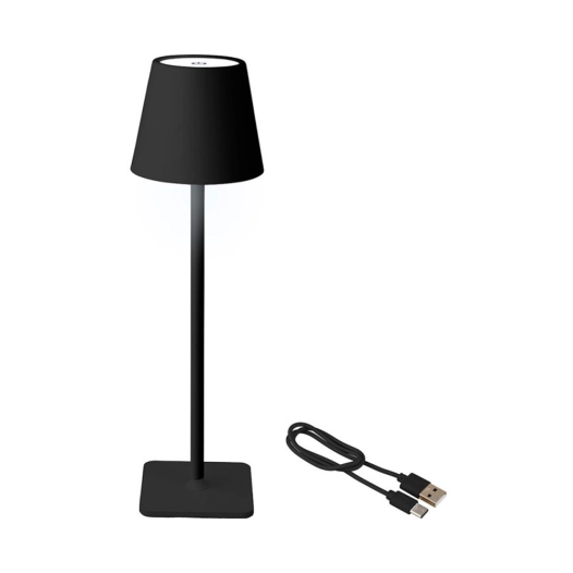 lampe de table led rechargeable pour usage extérieur et intérieur, ø 11 cm x 37 cm, noir