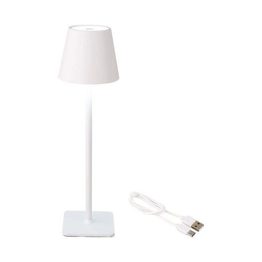 lampe de table led rechargeable pour usage extérieur et intérieur, ø 11 cm x 37 cm, blanc