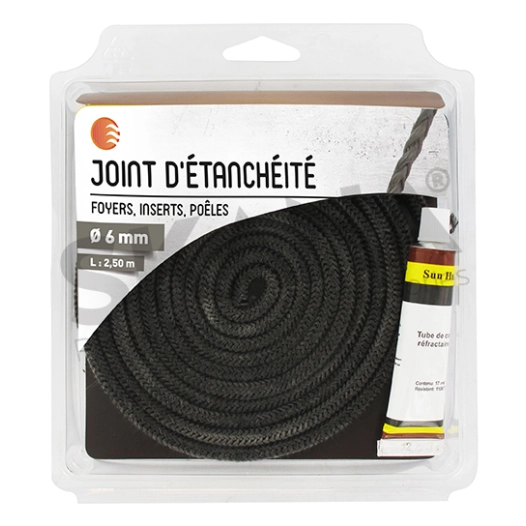 joint d'étanchéité des foyers, inserts et poêles (sans amiante) de ø: 6 - longueur 2,50 m.