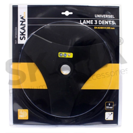lame en acier professionnelle 3 dents évidée ø : 255 mm alésage : 25,4 mm epaisseur : 1,6 mm pour débroussailleuses à partir de