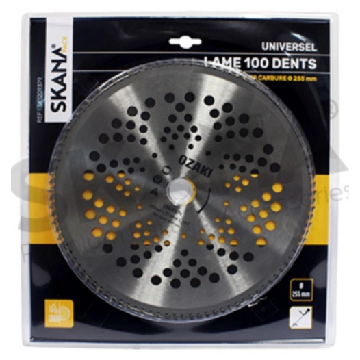 lame en acier 100 dents à pointes carbure ø : 255 mm alésage : 25,4 mm epaisseur : 1,9 mm pour débroussailleuses à partir de 35
