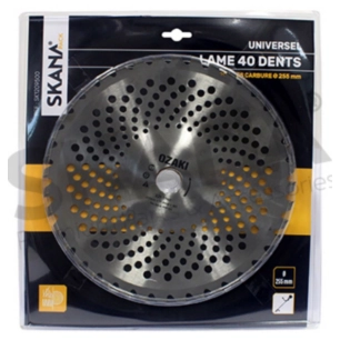 lame en acier 40 dents à pointes carbure ø : 255 mm. en forme de bol avec effet de sol pour évacuation des débris, évite le bloq
