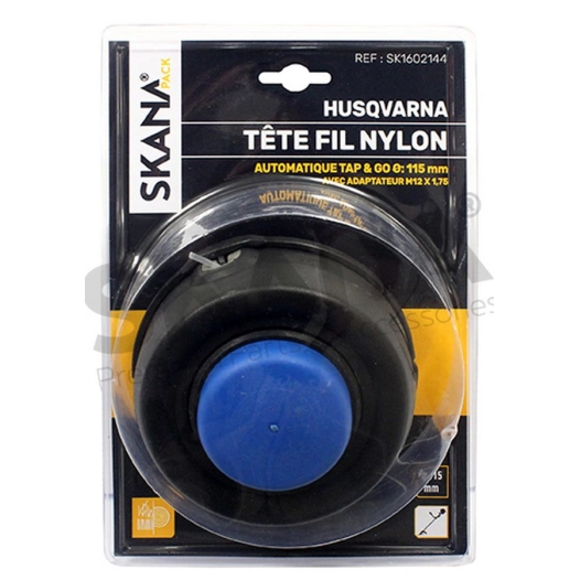 tête complète double fil adaptable husqvarna modèles t-35. ø 115 mm adaptateur femelle gauche m12 x 1,75mm. remplace origine 578