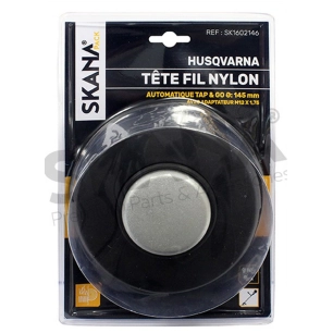 tête complète double fil adaptable husqvarna modèles t-45 avec bouton aluminium. ø 145mm adaptateur femelle gauche m12 x 1,75mm