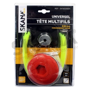 tête mutifils alu/résine à 4 fils. s'adapte à 100 % sur toutes les débroussailleuses à 35 cc. pour alésage de 20 et 25,4 mm. li