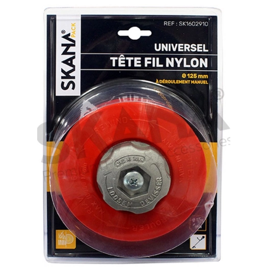 tête pro 2 fils nylon à bouton métal avec adaptateur femelle pas à gauche m10 x 1,25 f/g. déroulement manuel du fil. pour débrou