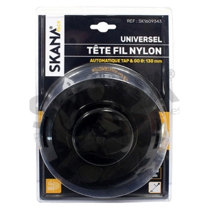 tête fil nylon universelle à déroulement automatique. s'adapte à la place de la lame grâce aux coupelles, livrée avec rondelles