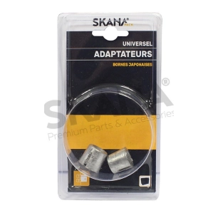 jeu de 2 adaptateurs pour fixation sur petites bornes de batteries de type japonaises. permet l'utilisation de cosses de batteri