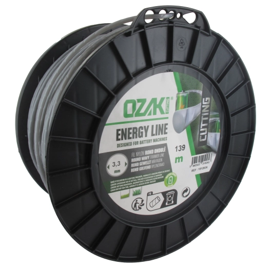 bobine fil nylon ondulé rond ozaki energy line. breveté, pour optimisation autonomie des équipements à batterie - longueur: 139