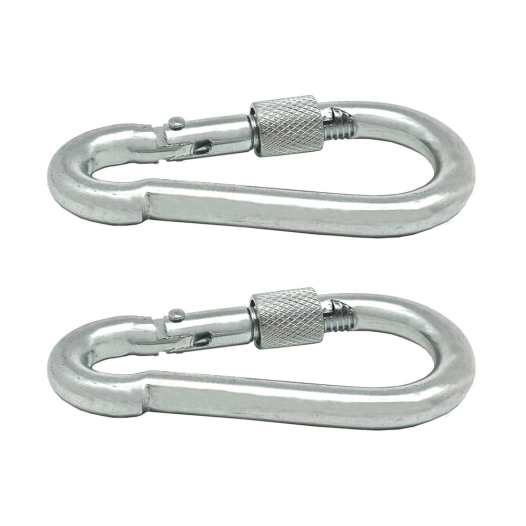 mousqueton pompier avec sécurité, msq02, acier galvanisé, 7 x 70 mm. 2 unités