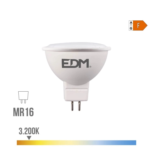 ampoule led dichroïque mr16 8 w 780 lm 3200 k lumière chaude 120° ø5 x 5 cm