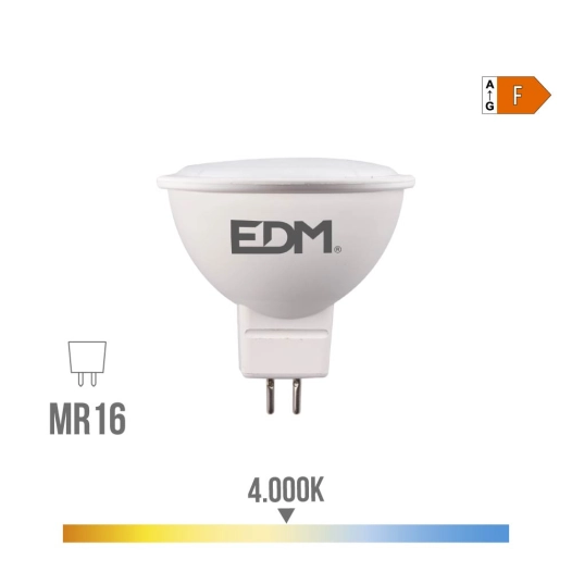 ampoule led dichroïque mr16 8 w 780 lm 4000 k lumière du jour 120° ø5 x 5 cm