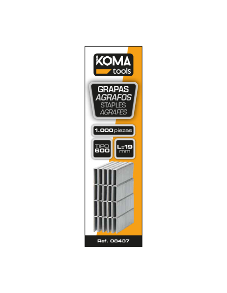 Agrafes Type 600 19mm Fixation polyvalente pour agrafeuses type 600 - KOMA TOOLS