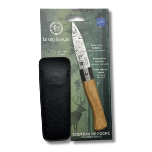 réassort de 12 cartes duo nature chêne - couteau de poche le coq virol - le coq français