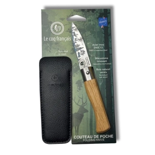 réassort de 12 cartes duo nature forêt - couteau de poche le coq virol - le coq français