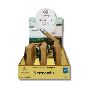 présentoir + 12 couteaux le coq virole normandie - manche chêne - le coq français