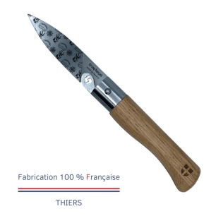 réassort de 12 couteaux de poche le coq virole savoyard - manche chêne - le coq français