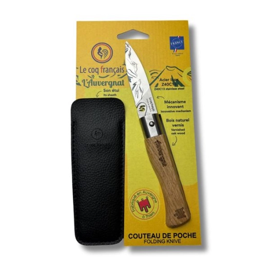 présentoir + 12 cartes duo auvergnat - couteau de poche le coq virole - le coq français