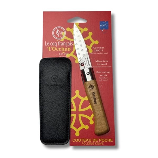 présentoir + 12 cartes duo occitan - couteau de poche le coq virole - le coq français