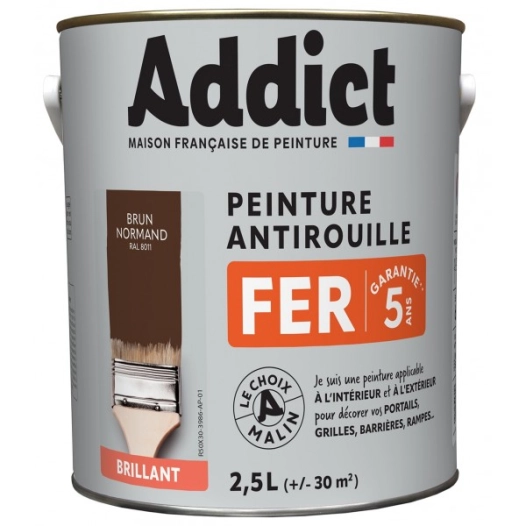 Peinture Fer 2.5 litres brun noyer - ADDICT