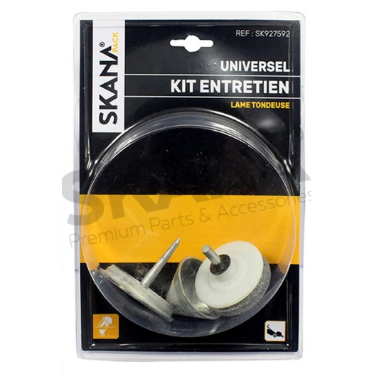 kit d'entretien pour lame comprenant: - 1 cã´ne d'ã©quilibrage - 1 meule d'affã»tage avec guide nylon s'adaptant sur toutes les