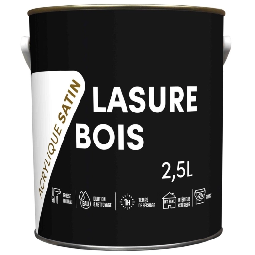 lasure bois acrylique satin 2.5l - tout dans le prix