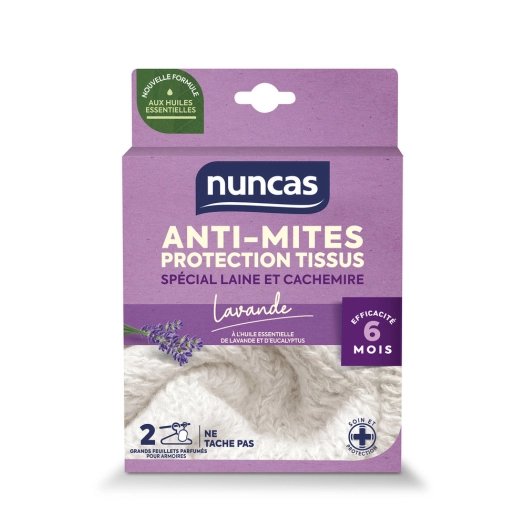 anti-mites armoires protection tissus 2 grands feuillets - nuncas