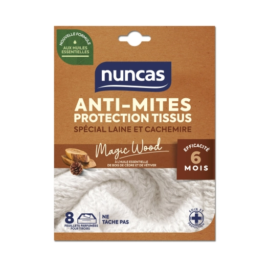 anti-mites tiroirs protection tissus 8 feuillets - nuncas