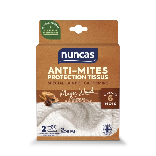 anti-mites armoires protection tissus 2 grands feuillets - nuncas