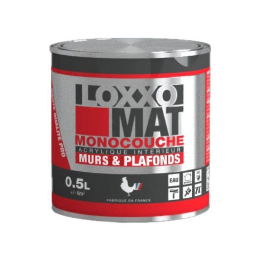 peinture acrylique mate monocouche murs & plafonds 0.5 l - loxxo