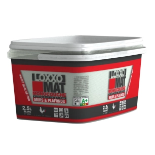 peinture acrylique mate monocouche murs & plafonds 2.5 l - loxxo
