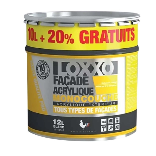 peinture acrylique monocouche tous types de façades extérieures 12l - loxxo