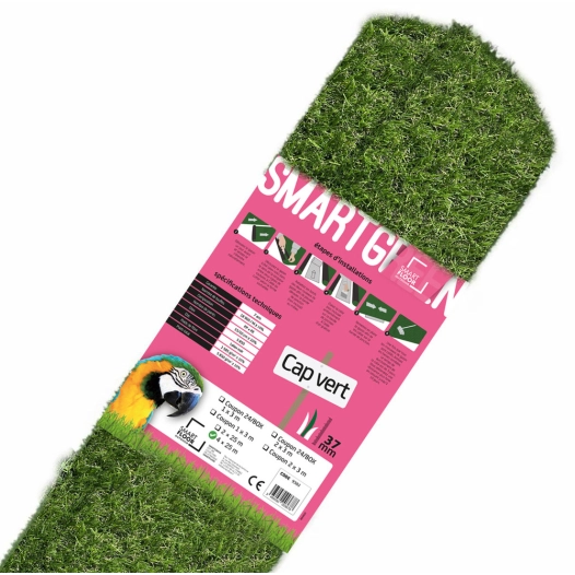 4 gazon synthétique 37 mm cap vert à la coupe - smartgreen