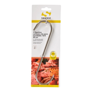 crochets de boucher en acier inoxydable 18/8, longueur 20 cm, blister 3 unités